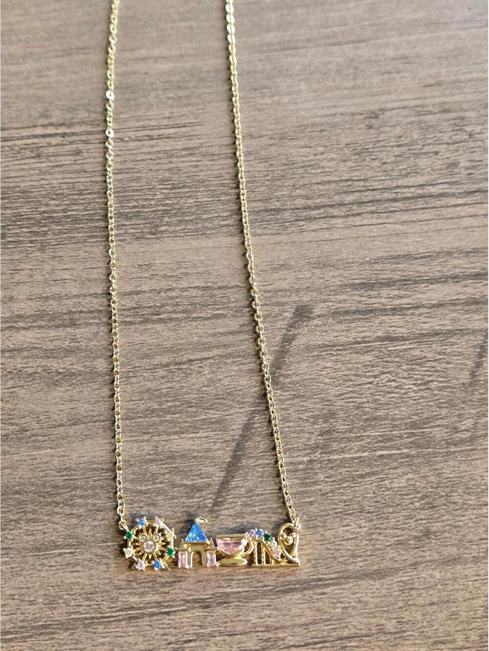 Disney castle  silver necklace gold plated